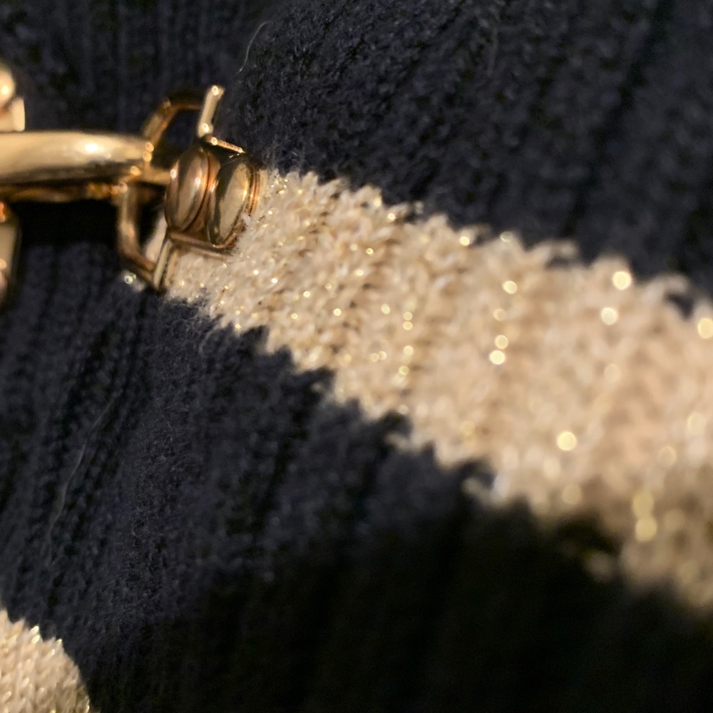 Ralph Lauren Black Label Ribbed Cotton Sweater with Gold Metallic Threads M - Picture 11 of 15